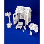 OMY - Χάρτινο Αναδιπλούμενο Σπιτάκι με Φιγούρες Color in - Image 3