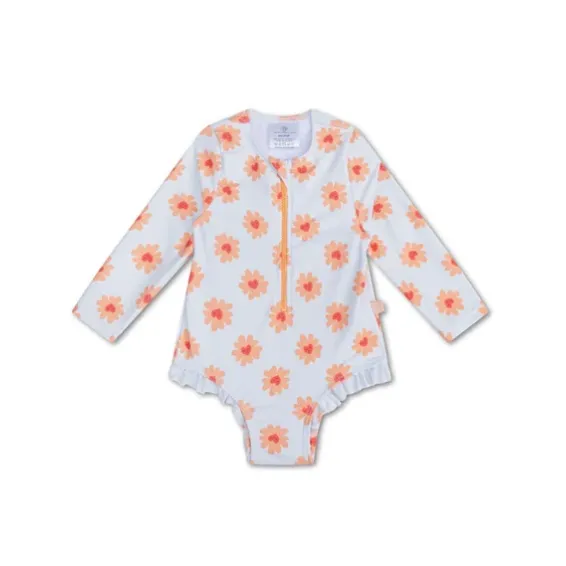 Swim Essentials Ολόσωμο μαγιό με προστασία UPF50+ και μακριά μανίκια "Flower Hearts"