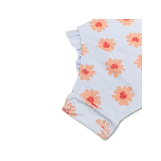 Swim Essentials Ολόσωμο μαγιό με προστασία UPF50+ και μακριά μανίκια "Flower Hearts"