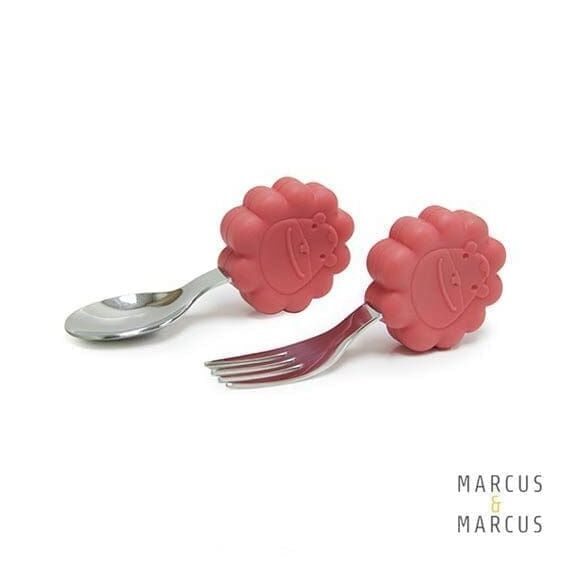 MARCUS & MARCUS - Σετ Κουτάλι και Πιρούνι με Χερούλι Σιλικόνης Λιονταράκι