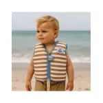 Swim Essentials: Σωσίβιο γιλέκο κολύμβησης με ιμάντα ασφαλείας για παιδιά 1-2 ετών "Brown White Striped" - Image 2