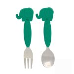 MARCUS & MARCUS - Σετ Ανοξείδωτο Κουτάλι και Πιρούνι με Λαβή Σιλικόνης Ελεφαντάκι