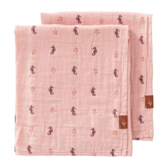 FRESK - Πάνες αγκαλιάς 100% οργανικό βαμβάκι 70x60cm σετ 2τμχ.- Seahorse