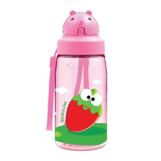 LAKEN - Παγούρι Τριτάν με Καλαμάκι 450ml Μπανάνα/Φράουλα με Πώμα Oby