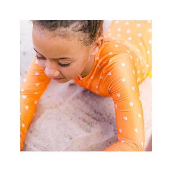 Swim Essentials Ολόσωμο μαγιό με μακριά μανίκια "Orange Hearts"