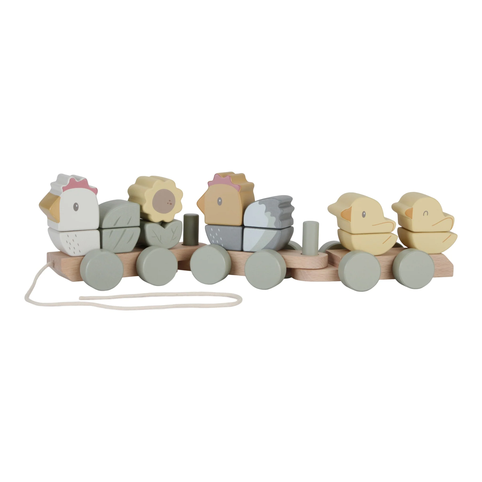 LD7135_01 LITTLE DUTCH. Ξύλινο τρενάκι με άσκηση λεπτής κίνησης κοτοπουλάκι Little Farm FSC - Image 1
